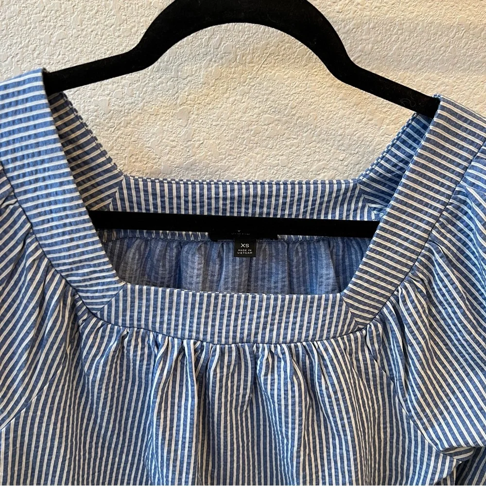 J. CREW Blue Striped Square Neck Top Size XS